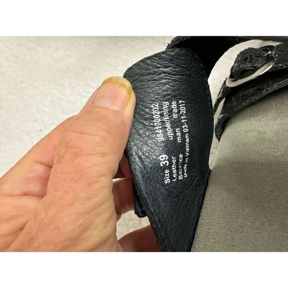 Dansko Black Leather Sandals Two Buckle Straps Slides Women Size 9 39 - Picture 6 of 7